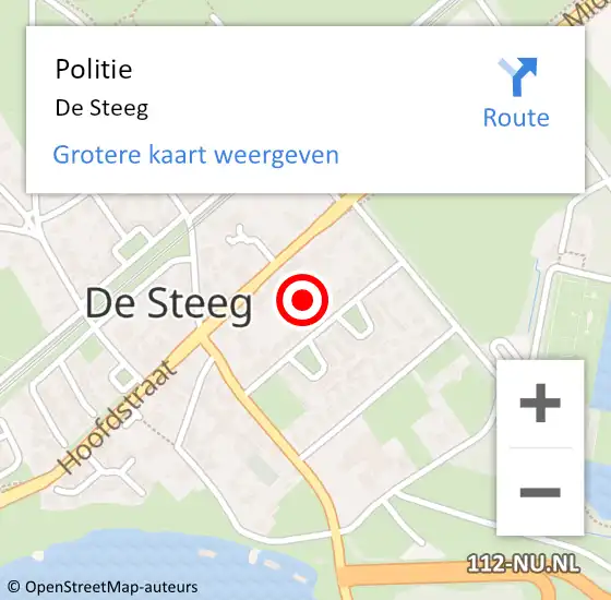 Locatie op kaart van de 112 melding: Politie De Steeg op 13 november 2021 19:30