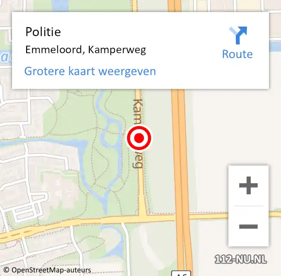 Locatie op kaart van de 112 melding: Politie Emmeloord, Kamperweg op 13 november 2021 19:34