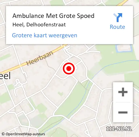 Locatie op kaart van de 112 melding: Ambulance Met Grote Spoed Naar Heel, Delhoofenstraat op 29 juni 2014 08:43