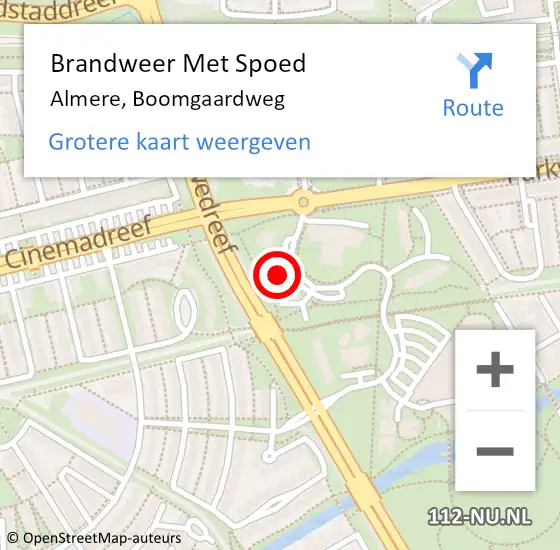 Locatie op kaart van de 112 melding: Brandweer Met Spoed Naar Almere, Boomgaardweg op 13 november 2021 20:12