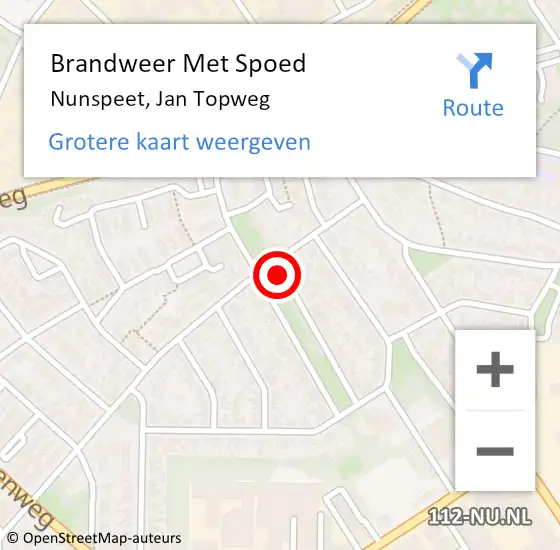 Locatie op kaart van de 112 melding: Brandweer Met Spoed Naar Nunspeet, Jan Topweg op 13 november 2021 20:35