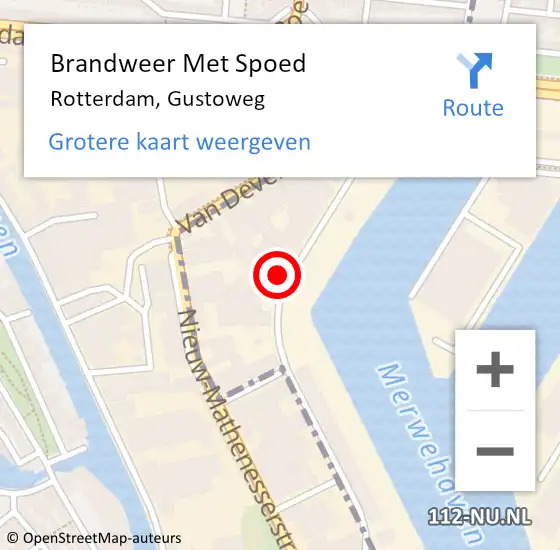 Locatie op kaart van de 112 melding: Brandweer Met Spoed Naar Rotterdam, Gustoweg op 13 november 2021 20:35
