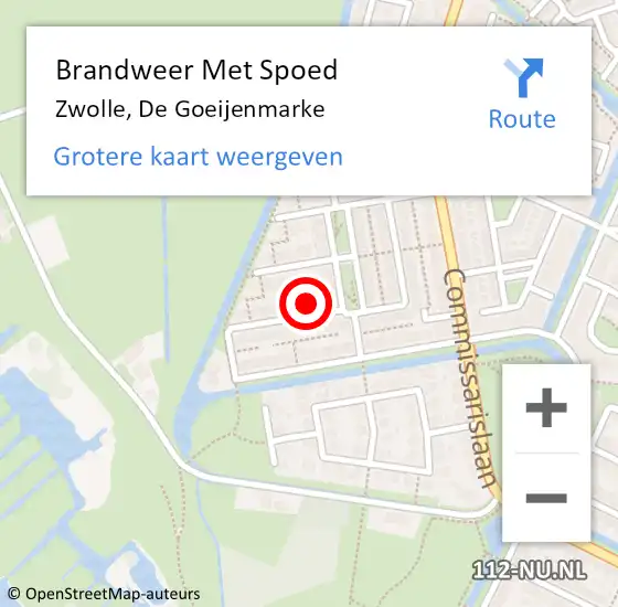 Locatie op kaart van de 112 melding: Brandweer Met Spoed Naar Zwolle, De Goeijenmarke op 13 november 2021 20:37