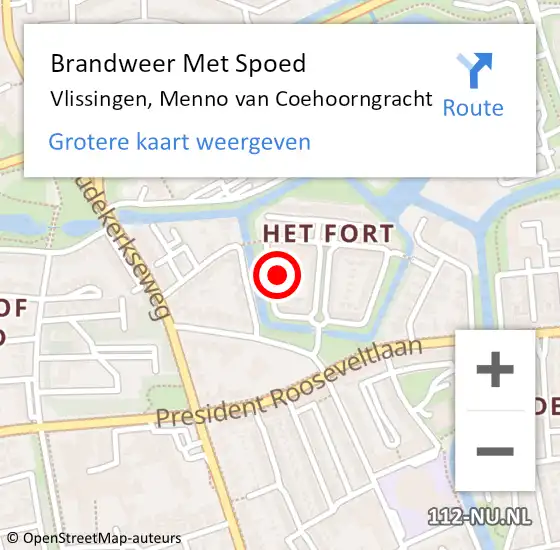 Locatie op kaart van de 112 melding: Brandweer Met Spoed Naar Vlissingen, Menno van Coehoorngracht op 13 november 2021 20:52