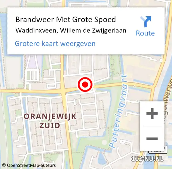 Locatie op kaart van de 112 melding: Brandweer Met Grote Spoed Naar Waddinxveen, Willem de Zwijgerlaan op 13 november 2021 20:54