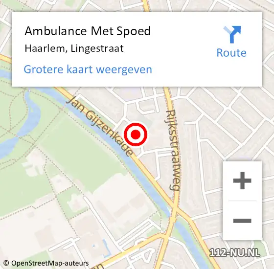 Locatie op kaart van de 112 melding: Ambulance Met Spoed Naar Haarlem, Lingestraat op 13 november 2021 21:05