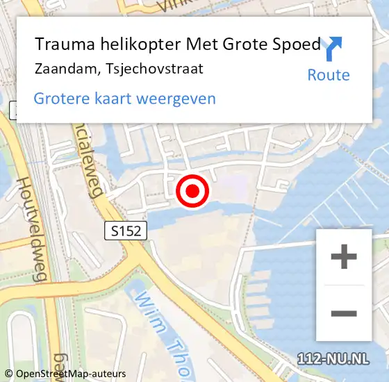 Locatie op kaart van de 112 melding: Trauma helikopter Met Grote Spoed Naar Zaandam, Tsjechovstraat op 13 november 2021 21:07