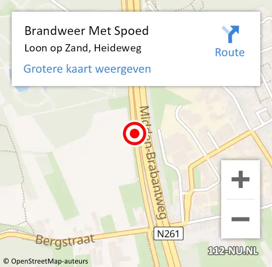 Locatie op kaart van de 112 melding: Brandweer Met Spoed Naar Loon op Zand, Heideweg op 13 november 2021 21:16