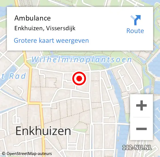 Locatie op kaart van de 112 melding: Ambulance Enkhuizen, Vissersdijk op 13 november 2021 21:48
