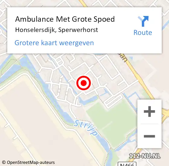 Locatie op kaart van de 112 melding: Ambulance Met Grote Spoed Naar Honselersdijk, Sperwerhorst op 13 november 2021 21:56