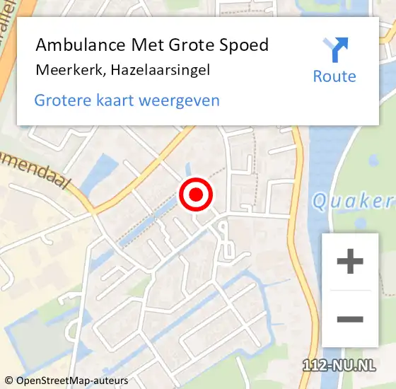 Locatie op kaart van de 112 melding: Ambulance Met Grote Spoed Naar Meerkerk, Hazelaarsingel op 13 november 2021 22:04