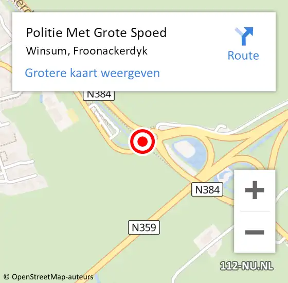 Locatie op kaart van de 112 melding: Politie Met Grote Spoed Naar Winsum, Froonackerdyk op 13 november 2021 22:13
