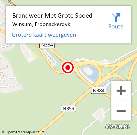 Locatie op kaart van de 112 melding: Brandweer Met Grote Spoed Naar Winsum, Froonackerdyk op 13 november 2021 22:15