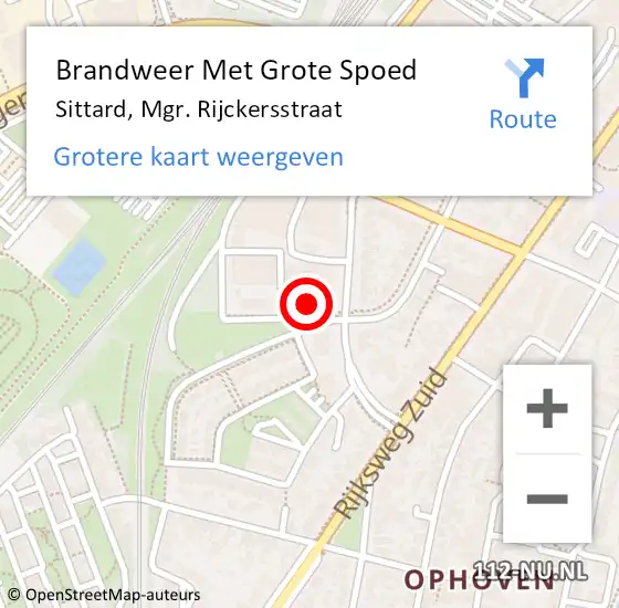 Locatie op kaart van de 112 melding: Brandweer Met Grote Spoed Naar Sittard, Mgr. Rijckersstraat op 13 november 2021 22:19