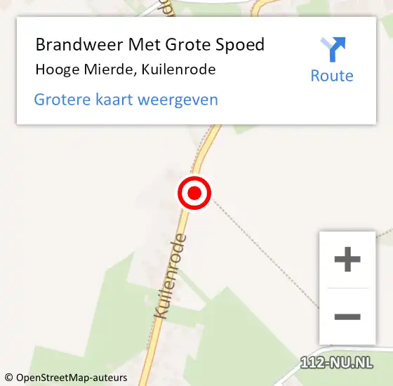 Locatie op kaart van de 112 melding: Brandweer Met Grote Spoed Naar Hooge Mierde, Kuilenrode op 13 november 2021 22:20