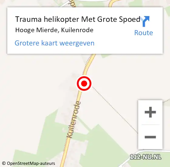Locatie op kaart van de 112 melding: Trauma helikopter Met Grote Spoed Naar Hooge Mierde, Kuilenrode op 13 november 2021 22:21