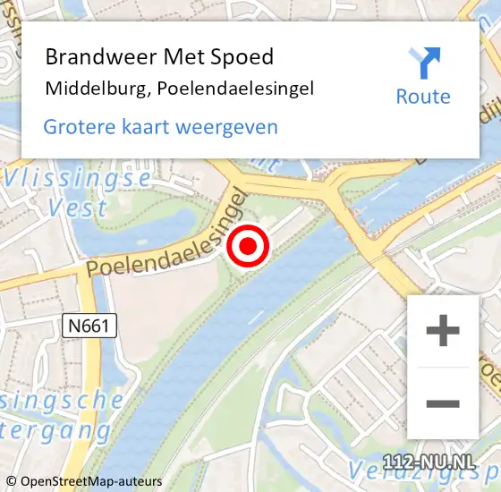 Locatie op kaart van de 112 melding: Brandweer Met Spoed Naar Middelburg, Poelendaelesingel op 13 november 2021 22:22