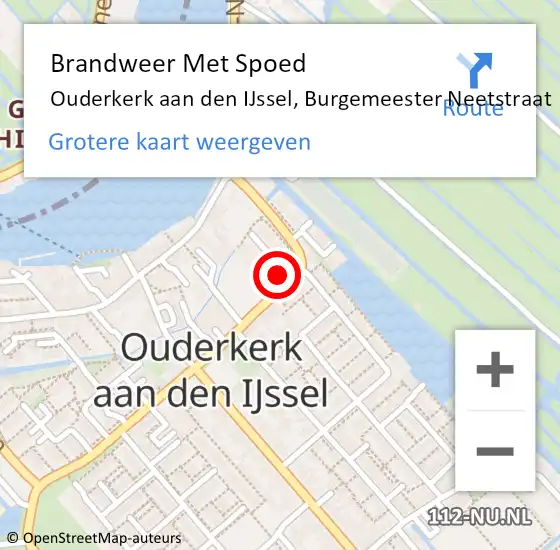 Locatie op kaart van de 112 melding: Brandweer Met Spoed Naar Ouderkerk aan den IJssel, Burgemeester Neetstraat op 13 november 2021 22:34