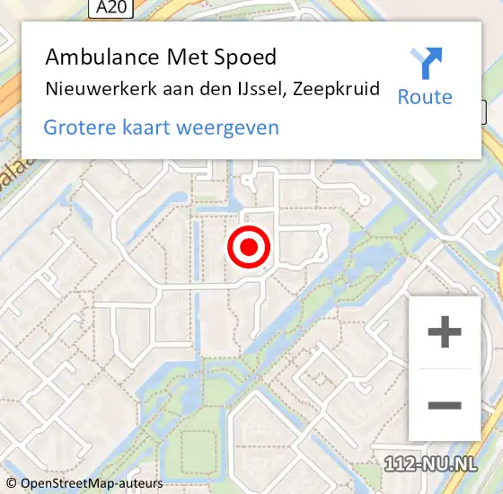 Locatie op kaart van de 112 melding: Ambulance Met Spoed Naar Nieuwerkerk aan den IJssel, Zeepkruid op 13 november 2021 22:59