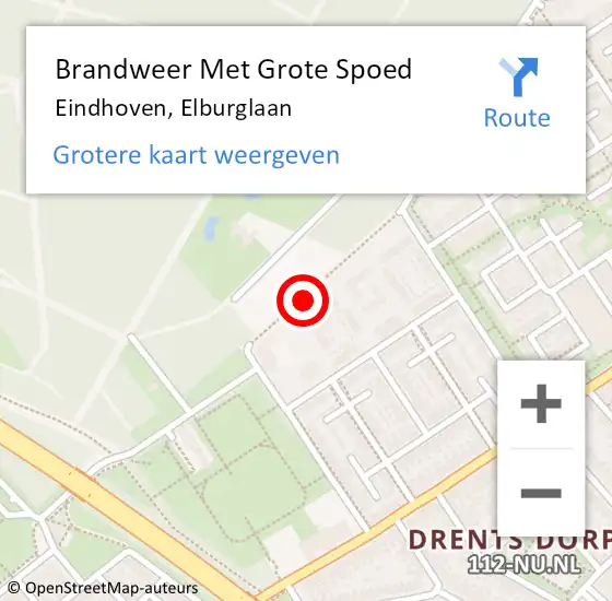 Locatie op kaart van de 112 melding: Brandweer Met Grote Spoed Naar Eindhoven, Elburglaan op 13 november 2021 22:59