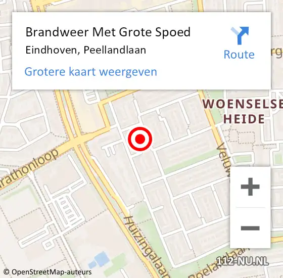 Locatie op kaart van de 112 melding: Brandweer Met Grote Spoed Naar Eindhoven, Peellandlaan op 13 november 2021 23:13