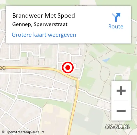 Locatie op kaart van de 112 melding: Brandweer Met Spoed Naar Gennep, Sperwerstraat op 13 november 2021 23:51