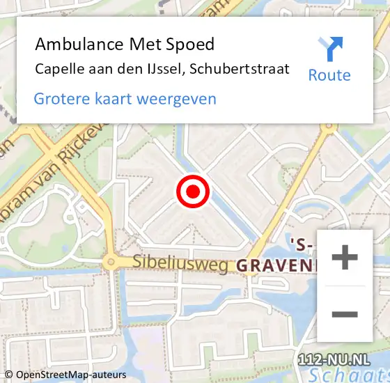 Locatie op kaart van de 112 melding: Ambulance Met Spoed Naar Capelle aan den IJssel, Schubertstraat op 13 november 2021 23:56