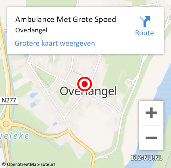 Locatie op kaart van de 112 melding: Ambulance Met Grote Spoed Naar Overlangel op 14 november 2021 00:19