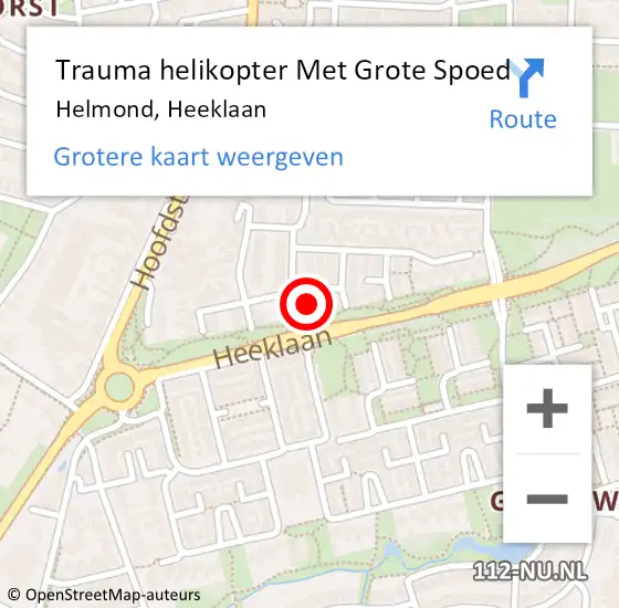 Locatie op kaart van de 112 melding: Trauma helikopter Met Grote Spoed Naar Helmond, Heeklaan op 14 november 2021 00:19