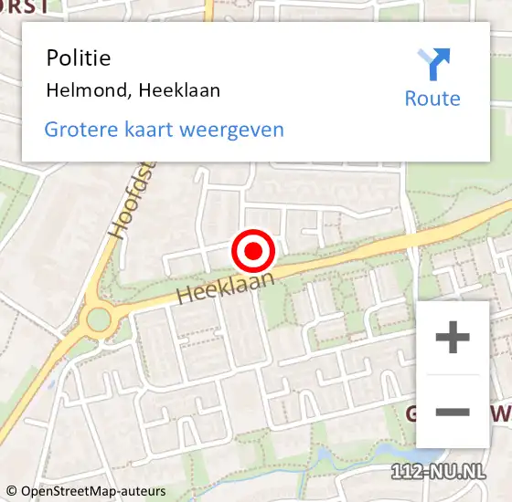 Locatie op kaart van de 112 melding: Politie Helmond, Heeklaan op 14 november 2021 00:19