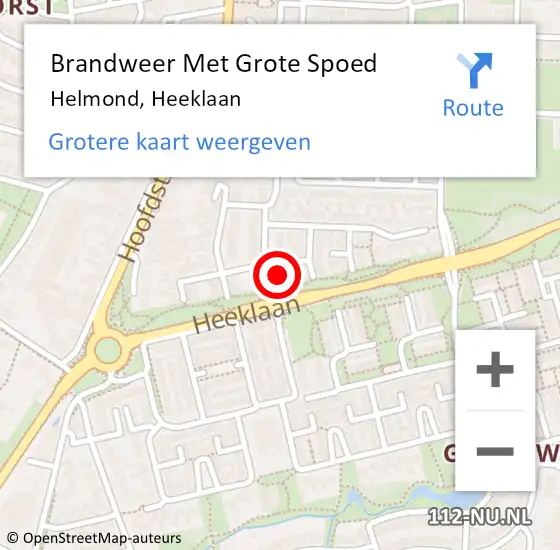 Locatie op kaart van de 112 melding: Brandweer Met Grote Spoed Naar Helmond, Heeklaan op 14 november 2021 00:21