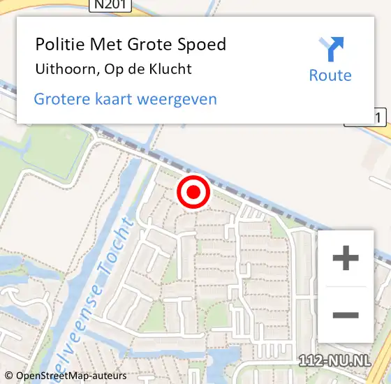 Locatie op kaart van de 112 melding: Politie Met Grote Spoed Naar Uithoorn, Op de Klucht op 14 november 2021 01:11