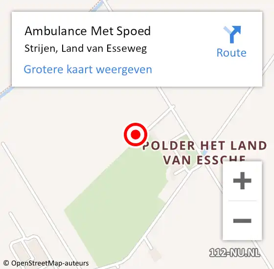 Locatie op kaart van de 112 melding: Ambulance Met Spoed Naar Strijen, Land van Esseweg op 14 november 2021 01:24