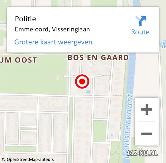 Locatie op kaart van de 112 melding: Politie Emmeloord, Visseringlaan op 14 november 2021 01:25