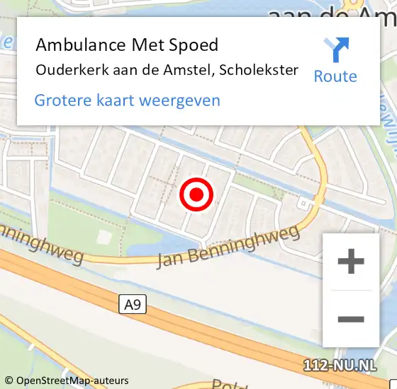 Locatie op kaart van de 112 melding: Ambulance Met Spoed Naar Ouderkerk aan de Amstel, Scholekster op 14 november 2021 01:34