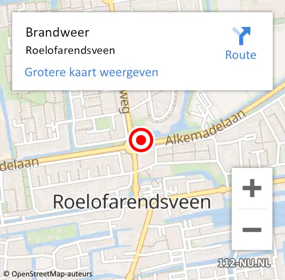 Locatie op kaart van de 112 melding: Brandweer Roelofarendsveen op 29 juni 2014 09:25