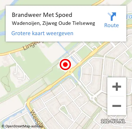 Locatie op kaart van de 112 melding: Brandweer Met Spoed Naar Wadenoijen, Zijweg Oude Tielseweg op 14 november 2021 02:23