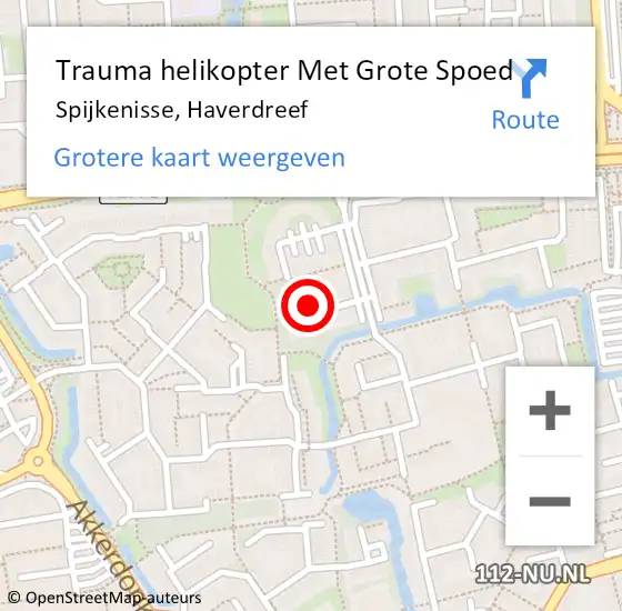 Locatie op kaart van de 112 melding: Trauma helikopter Met Grote Spoed Naar Spijkenisse, Haverdreef op 14 november 2021 03:10