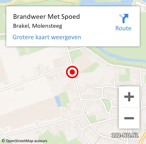 Locatie op kaart van de 112 melding: Brandweer Met Spoed Naar Brakel, Molensteeg op 14 november 2021 03:10