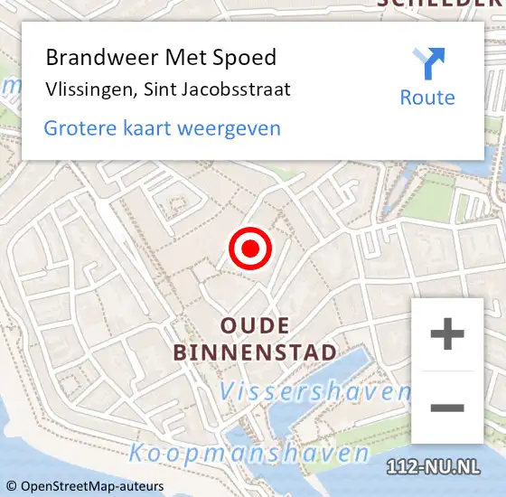 Locatie op kaart van de 112 melding: Brandweer Met Spoed Naar Vlissingen, Sint Jacobsstraat op 14 november 2021 03:20