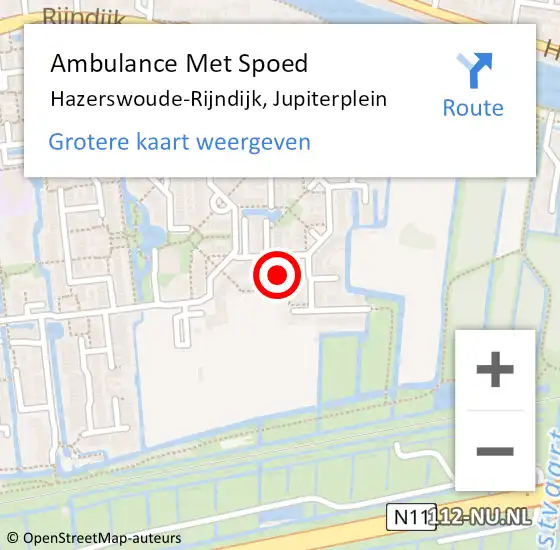 Locatie op kaart van de 112 melding: Ambulance Met Spoed Naar Hazerswoude-Rijndijk, Jupiterplein op 14 november 2021 04:09