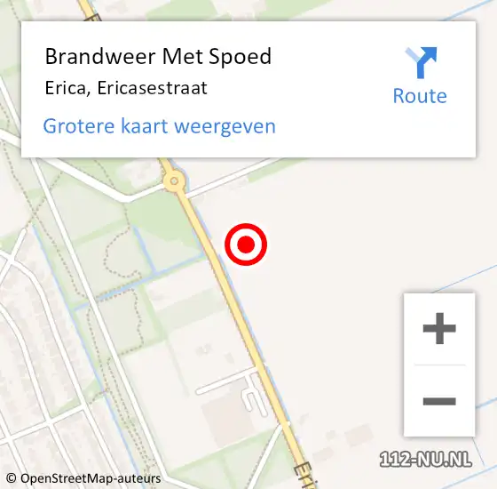 Locatie op kaart van de 112 melding: Brandweer Met Spoed Naar Erica, Ericasestraat op 14 november 2021 05:07