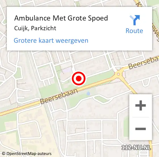 Locatie op kaart van de 112 melding: Ambulance Met Grote Spoed Naar Cuijk, Parkzicht op 14 november 2021 06:32