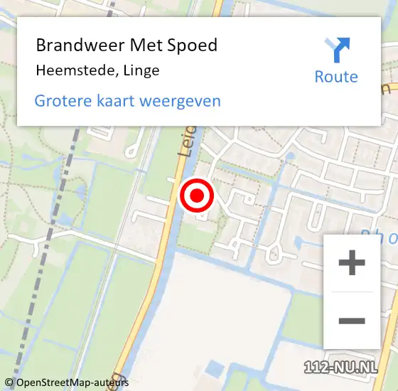 Locatie op kaart van de 112 melding: Brandweer Met Spoed Naar Heemstede, Linge op 14 november 2021 07:43