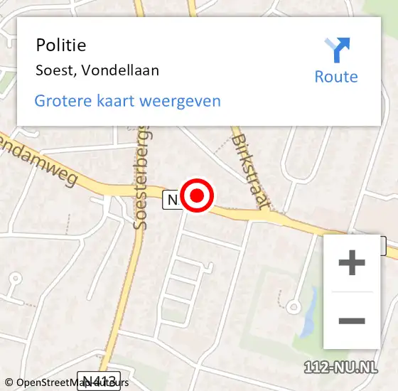 Locatie op kaart van de 112 melding: Politie Soest, Vondellaan op 14 november 2021 08:18