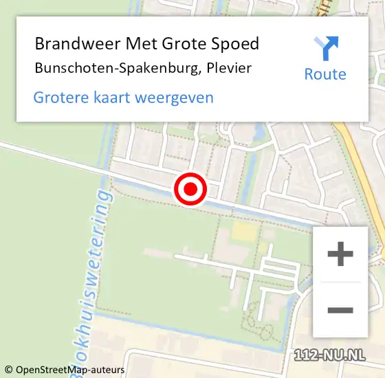 Locatie op kaart van de 112 melding: Brandweer Met Grote Spoed Naar Bunschoten-Spakenburg, Plevier op 14 november 2021 08:25