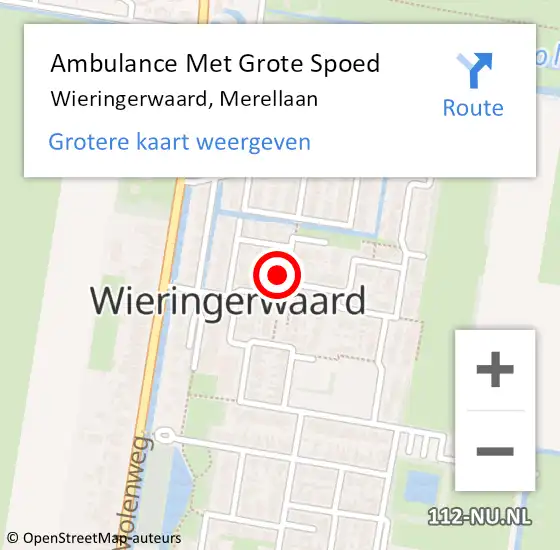 Locatie op kaart van de 112 melding: Ambulance Met Grote Spoed Naar Wieringerwaard, Merellaan op 14 november 2021 08:31