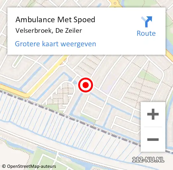 Locatie op kaart van de 112 melding: Ambulance Met Spoed Naar Velserbroek, De Zeiler op 14 november 2021 09:20