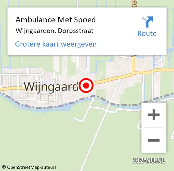 Locatie op kaart van de 112 melding: Ambulance Met Spoed Naar Wijngaarden, Dorpsstraat op 14 november 2021 09:42