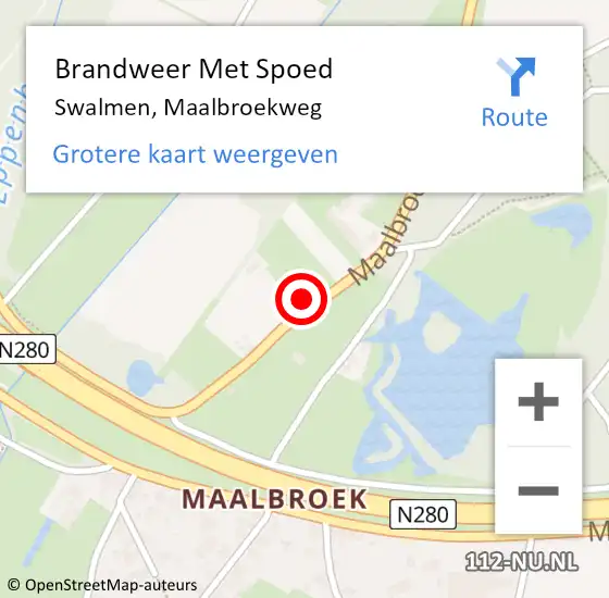 Locatie op kaart van de 112 melding: Brandweer Met Spoed Naar Swalmen, Maalbroekweg op 14 november 2021 09:45